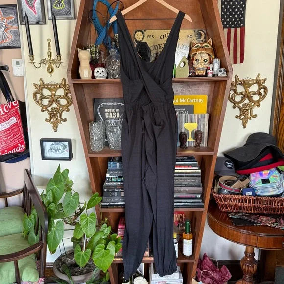 Spiritual Gangster - Black Crisscross Back Jumpsuit - size large